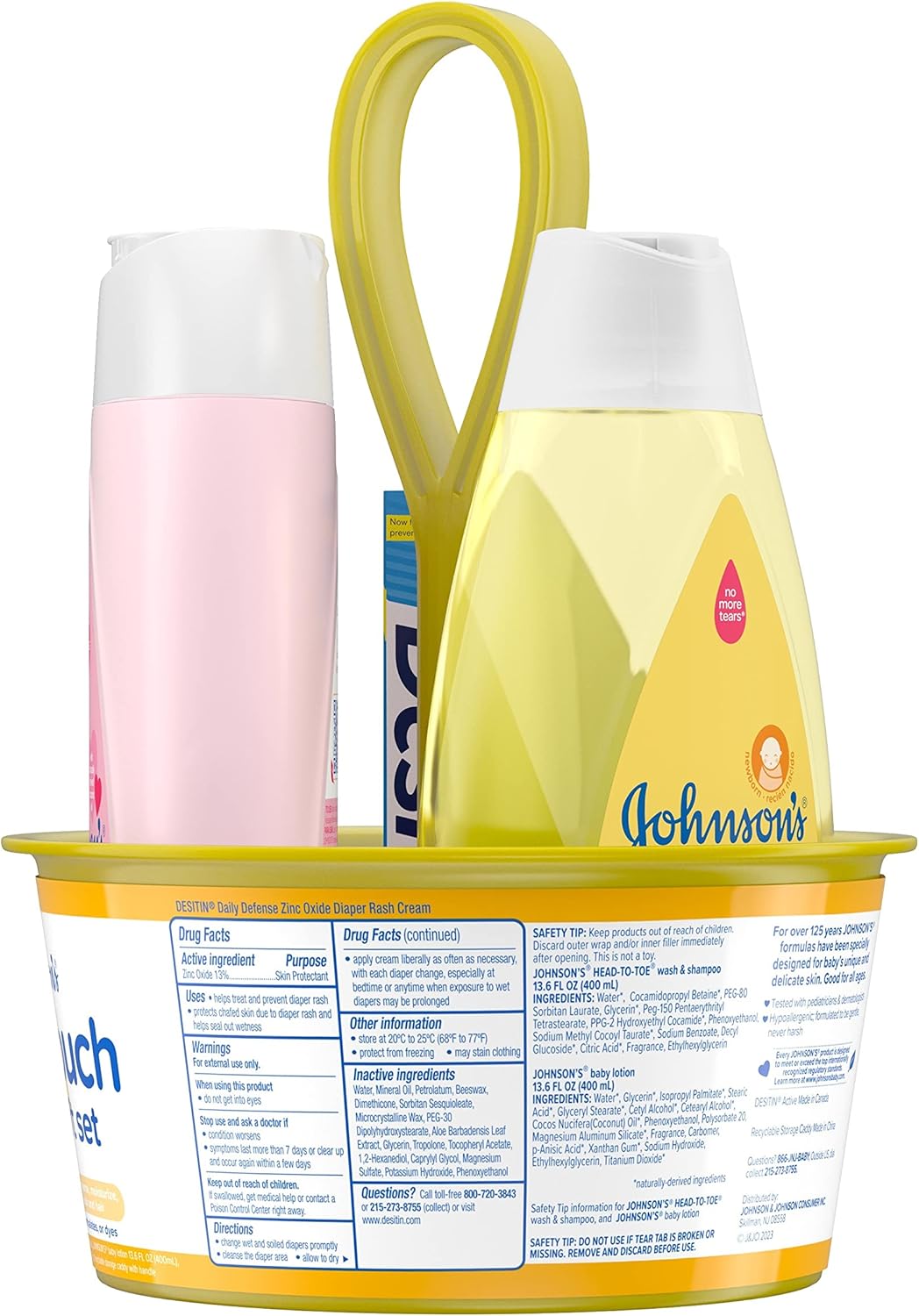 Johnson's First Touch Baby Essentials Gift Set with Body Wash & Shampoo, Body Lotion, & Zinc Oxide Diaper Rash Cream for Baby's Delicate Skin, Hypoallergenic, No Parabens or Dyes, 3 Items
