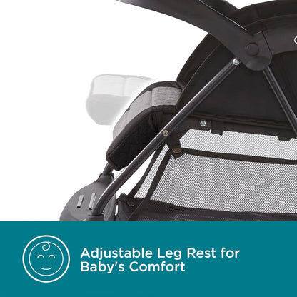 Contours Quick Elite Baby Stroller, Lightweight Compact Travel Stroller, Toddler Stroller, Infant Car Seat Compatibility, Multi-Position Seat Recline, Sun Canopy, 5-Point Safety Harness -Eclipse Black