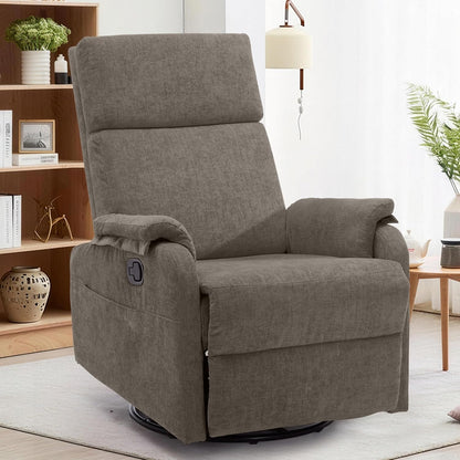 Korser Recliner Chair, Swivel Rocking Recliner Chair for Adults, Glider Rocking Chair, Small Nursery Chair Recliner for Living Room, Reclining Chair with Modern-Designed Armrests, Chenille, Beige