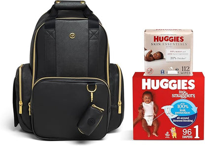 Bundle of Huggies Diaper Bag + Little Snugglers Baby Diapers+ Skin Essentials Baby Wipes