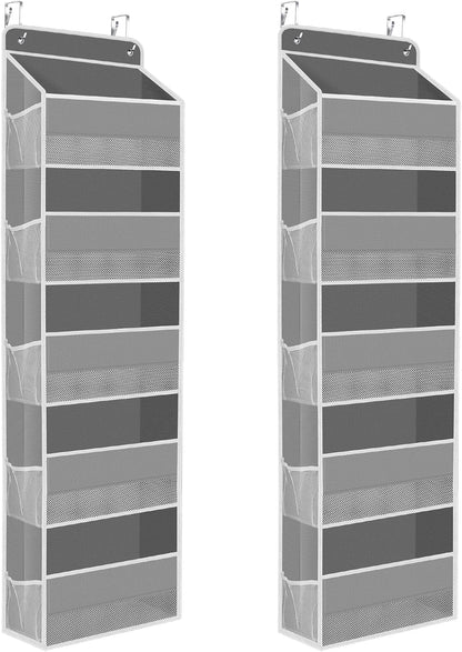 SpaceHacks 1 Pack Over The Door Organizer, Hanging Storage Organizer with Clear Window, 40lb Ultra Sturdy Large Capacity Room Organizer for Pantry Laundry Bathroom Nursery Closet Baby Essential (Grey)