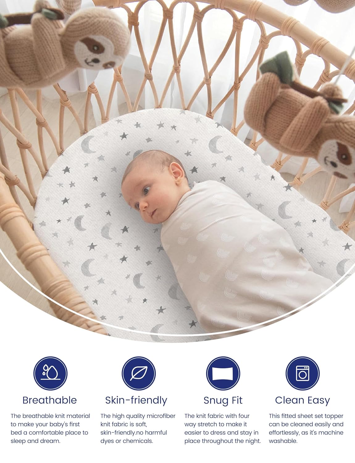 TotAha Premium Stretchy Bassinet Sheets for Baby Girl, Silky Comfort Cradle Sheets Fitted 18 x 36 for Oval, Rectangular, Hourglass Mattress, Hypoallergenic, Buttery Soft 2-Pack (Floral & Pale Pink)