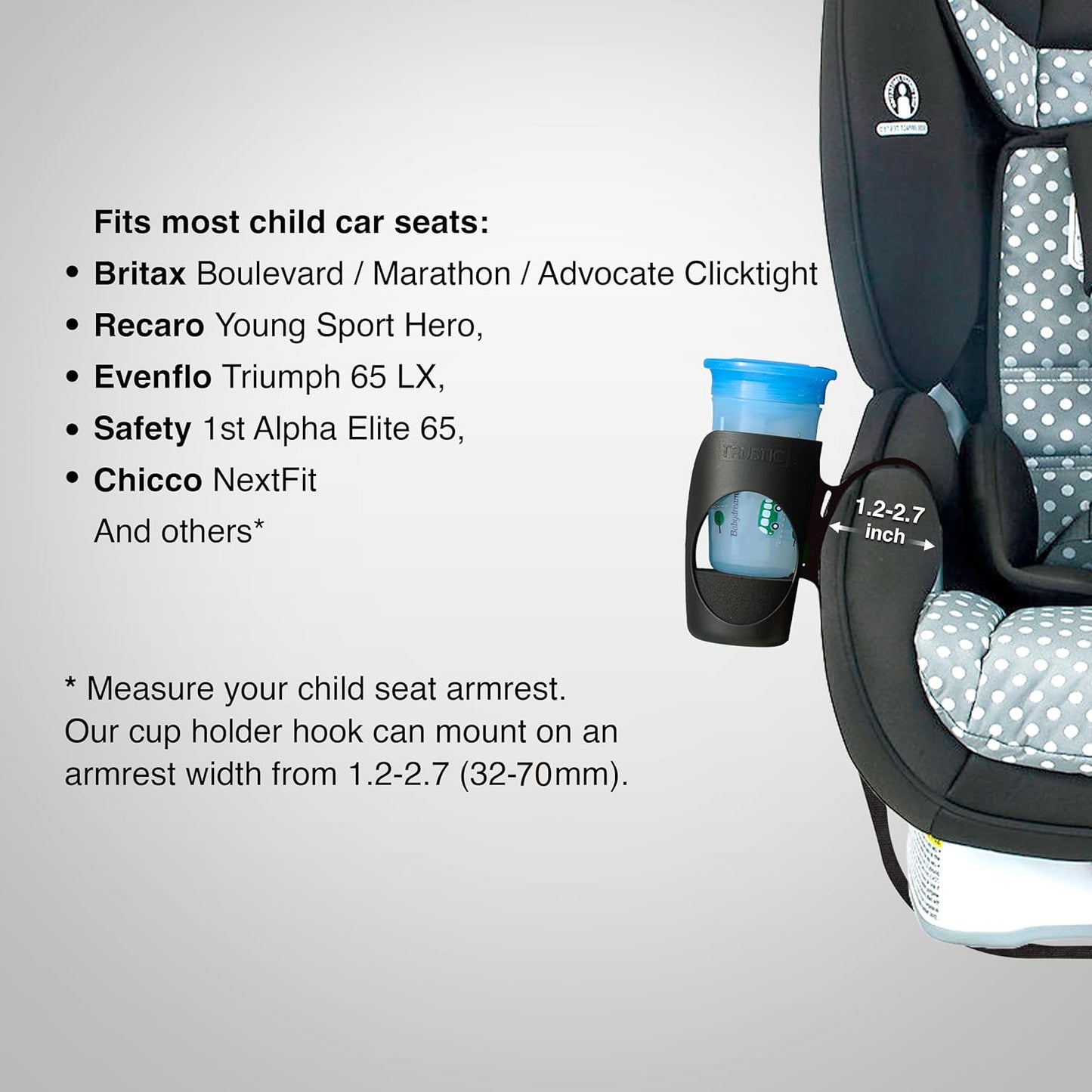 Child Cup Holder for Convertible Car Seats - Compatible with Britax ClickTight Marathon, Boulevard, Advocate Car Seats – Black