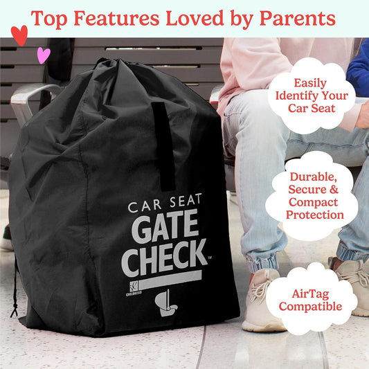 J.L. Childress Gate Check Travel Bag for Car Seats - Car Seat Travel Bag for Airplane, Includes AIRTAG Holder, Fits All Baby Carriers, Infant Carriers & Child Booster Seats - Neon Blue