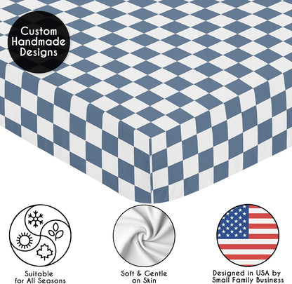 Sweet Jojo Designs 2-Piece Baby Bassinet Sheets Set (Black/White Gingham Checkered Plaid) for Boy/Girl, Infant Newborn Nursery, Oval, Rectangle & Hourglass Mattress (Solid Onyx & Classic Checkerboard)