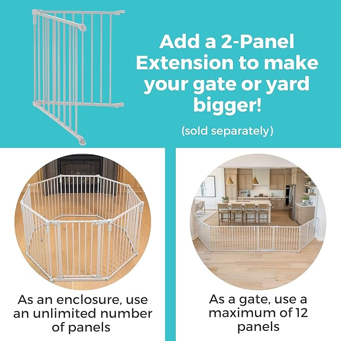 Toddleroo by North States - 3 In 1 Metal Superyard Baby Play Yard: 8 Panel Playpen, Gate, or Extra Wide Fence - Encloses Up to 19 Square Feet - 30 Inches Tall - Taupe