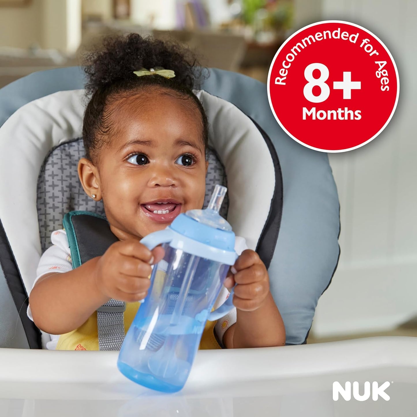 NUK Learner Straw Cup, 10oz, 2-Pack - Toddler Sippy Cup with Soft Straw for Easy Drinking, Suitable for Ages 8 Months and Up, Timeless Collection