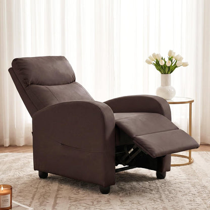 Sweetcrispy Recliner Chair, 360 Swivel Rocker Chair for Adults, Glider Rocker Recliners, Nursery Chairs for Living Room, High Back, Upholstered Deep Seat, Classical Brown
