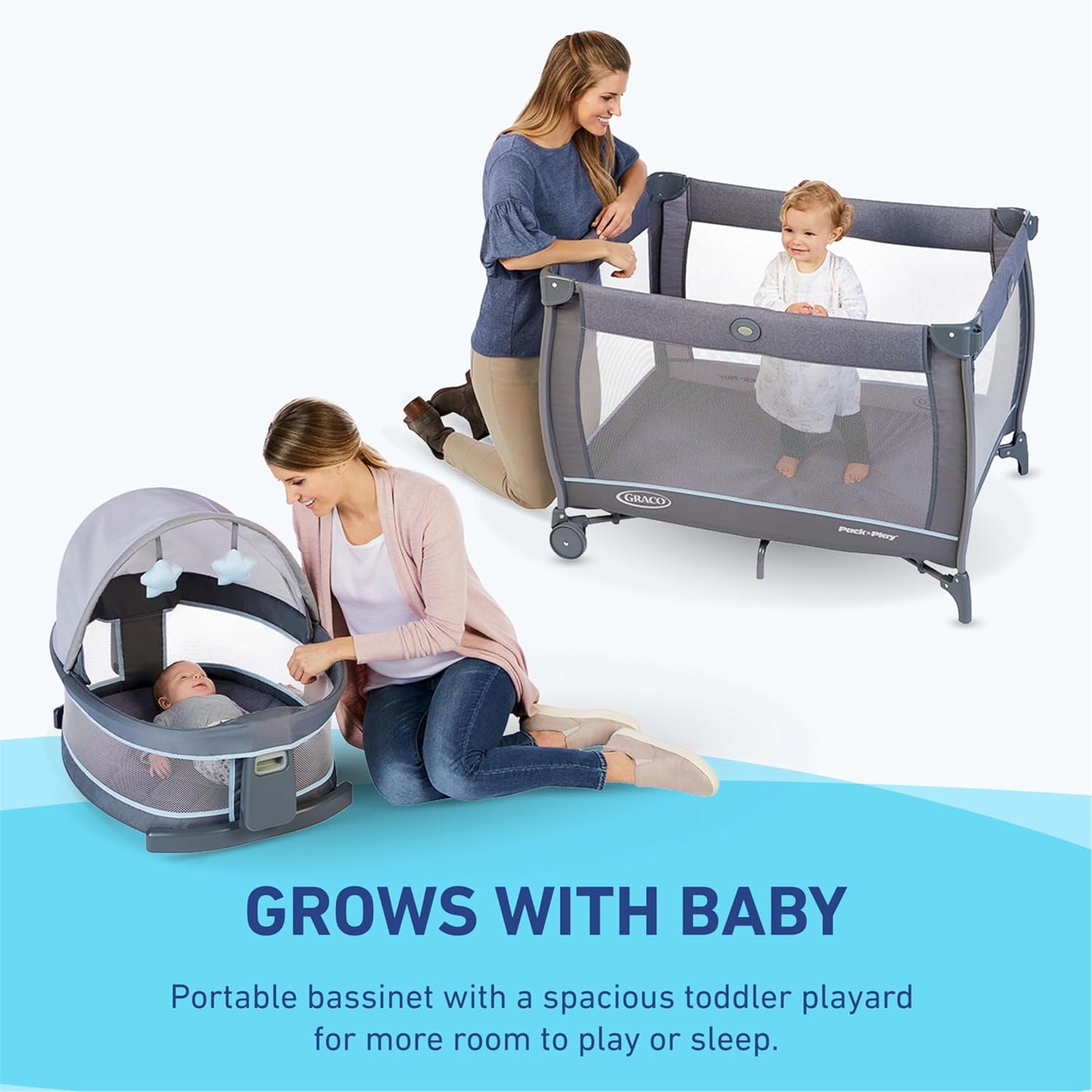 Graco Pack 'n Play Close2Baby Bassinet Playard Features Portable Bassinet Diaper Changer and More, Derby