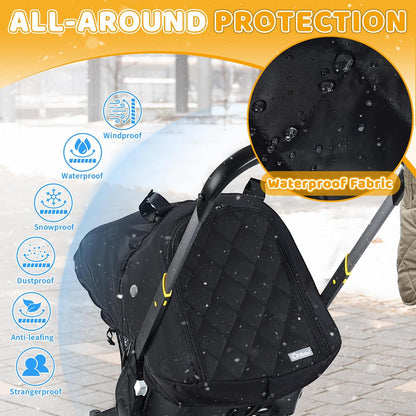 Orzbow Car Seat Cover Baby - Waterproof Carseat Cover for Doona Car Seat and Stroller, Breathable Winter Infant Carseat Canopy with Zipper Access, Rain and Wind Proof, Winter Baby Essentials, Black