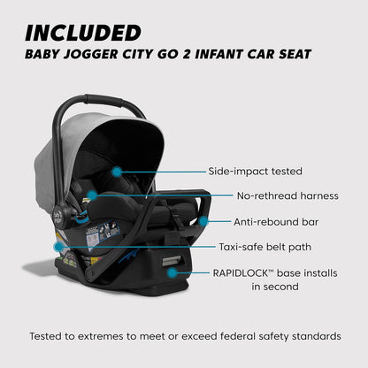 Baby Jogger City Mini GT3 All Terrain Baby Stroller with Forever Air Rubber Tires, All Wheel Suspension, Lightweight Stroller with Magnetic Buckle, No-Rethread Harness, and Foot Brake, Frosted Ivory
