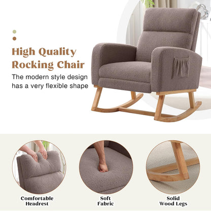 HCHAIRH Rocking Chair Nursery, Nursing Rocking Chairs with Foot Rest for Mom Nursery, Glider Rocker Chair with Footrest and High Backrest for Living Room, Bedroom, Beige