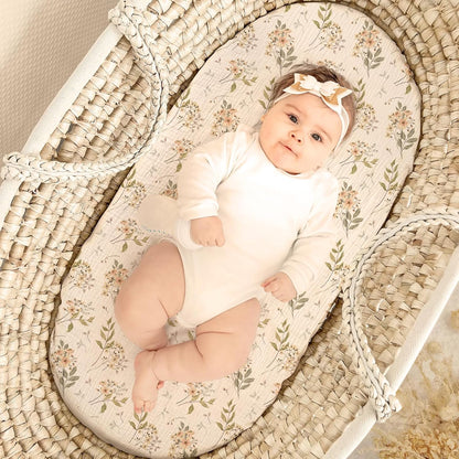lulumoon Muslin Bassinet Sheets for Baby: Soft Bedside Sleeper Bassinet Fitted Sheets for Boys and Girls
