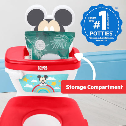 Bright Starts Disney Junior Minnie Mouse My Size Potty Training Toilet, Toddler Potty Chair with Flushing & Cheering Sounds, Removable Seat with Splash Guard & Handles, Ages 18+ Months, Up to 50 lbs