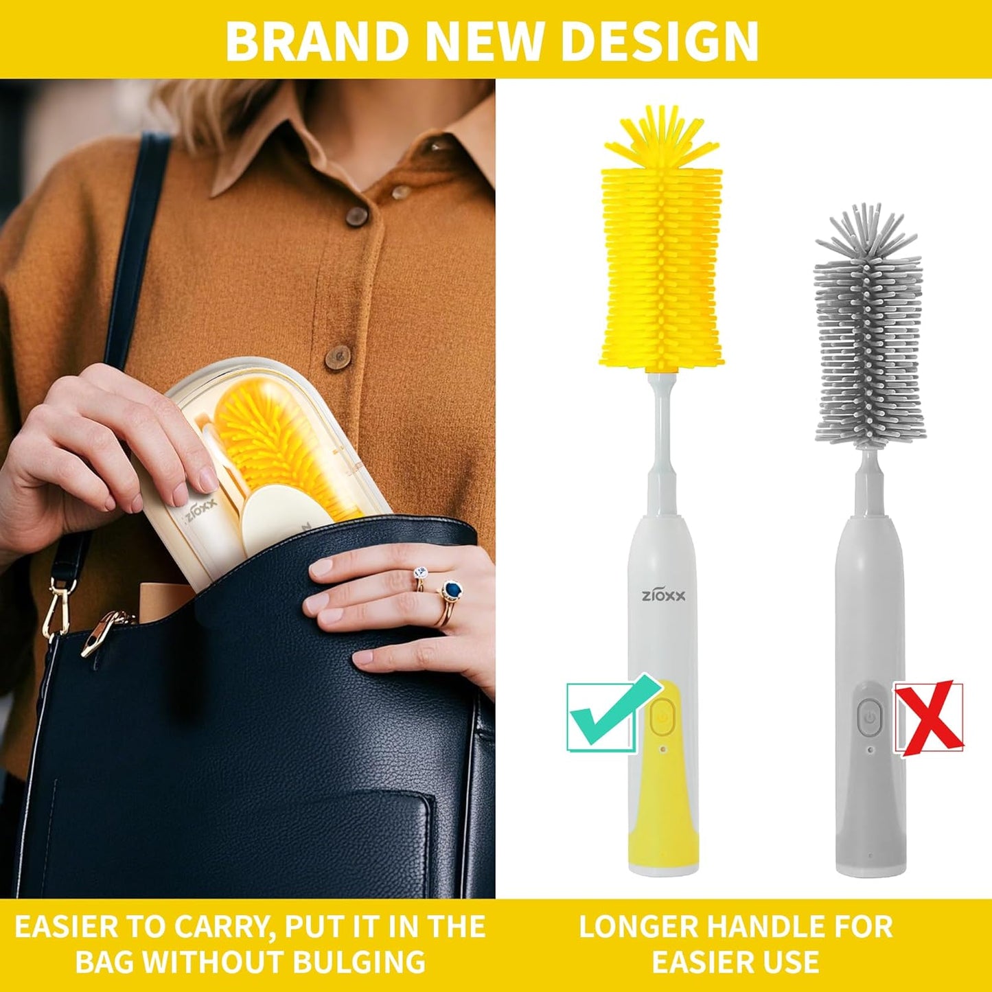 Electric Bottle Brush Cleaner, Portable Electric Baby Bottle Brush Cleaner for Travel, Rechargable Travel Bottle Cleaner Kit with Nipple & Straw Brush, Perfect Mom Essentials After Birth Gift, Green