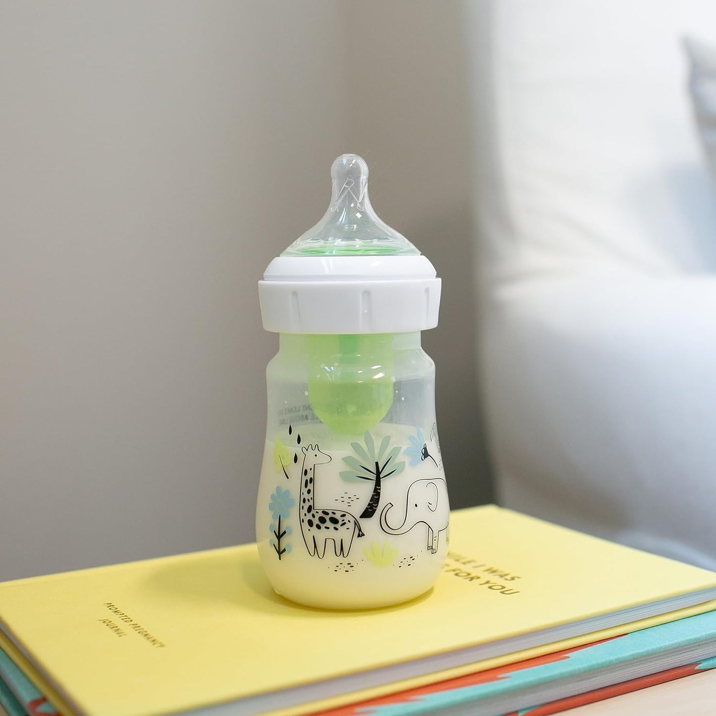 Dr. Brown's Anti-Colic Options + Wide-Neck Baby Bottle Designer Edition Dino Decos, 9oz/270mL, Level 1 Slow Flow Nipple, BPA-Free, 0m+, 2-Pack