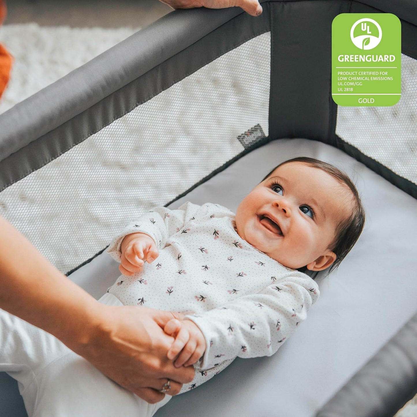 Chicco LullaGo Anywhere SE Portable Bassinet, Lightweight, Space-Saving with Waterproof Mattress and Fitted Sheet, Travel Bassinet for Baby, Clay/Grey