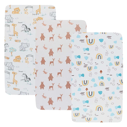 Onacosht Stretchy Bassinet Sheets 33" x 19" Compatible with Mika Micky, KoolaBaby (3 in 1), BabyBond, HARPPA and RICUTON Bedside Bassinet, 3 Pack for Baby Boy and Girl, Pink Floral