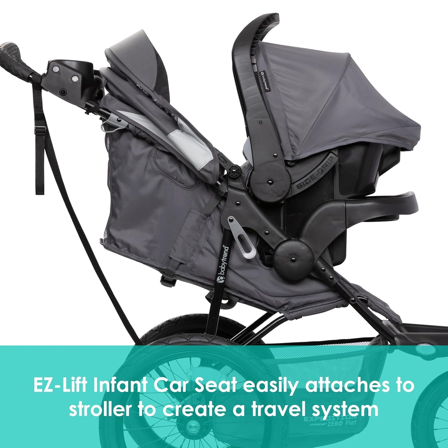 Baby Trend Expedition® Zero Flat Jogger with LED Lights, Dash Grey