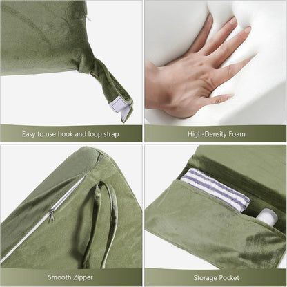 Lucky Monet 5Pcs Glider Rocker Replacement Cushions - Velvet Glider Cushions Replacement Set with Side Storage Pockets, Thick Glider Chair Cushions Washable & Non Slip, Cushion ONLY - Beige