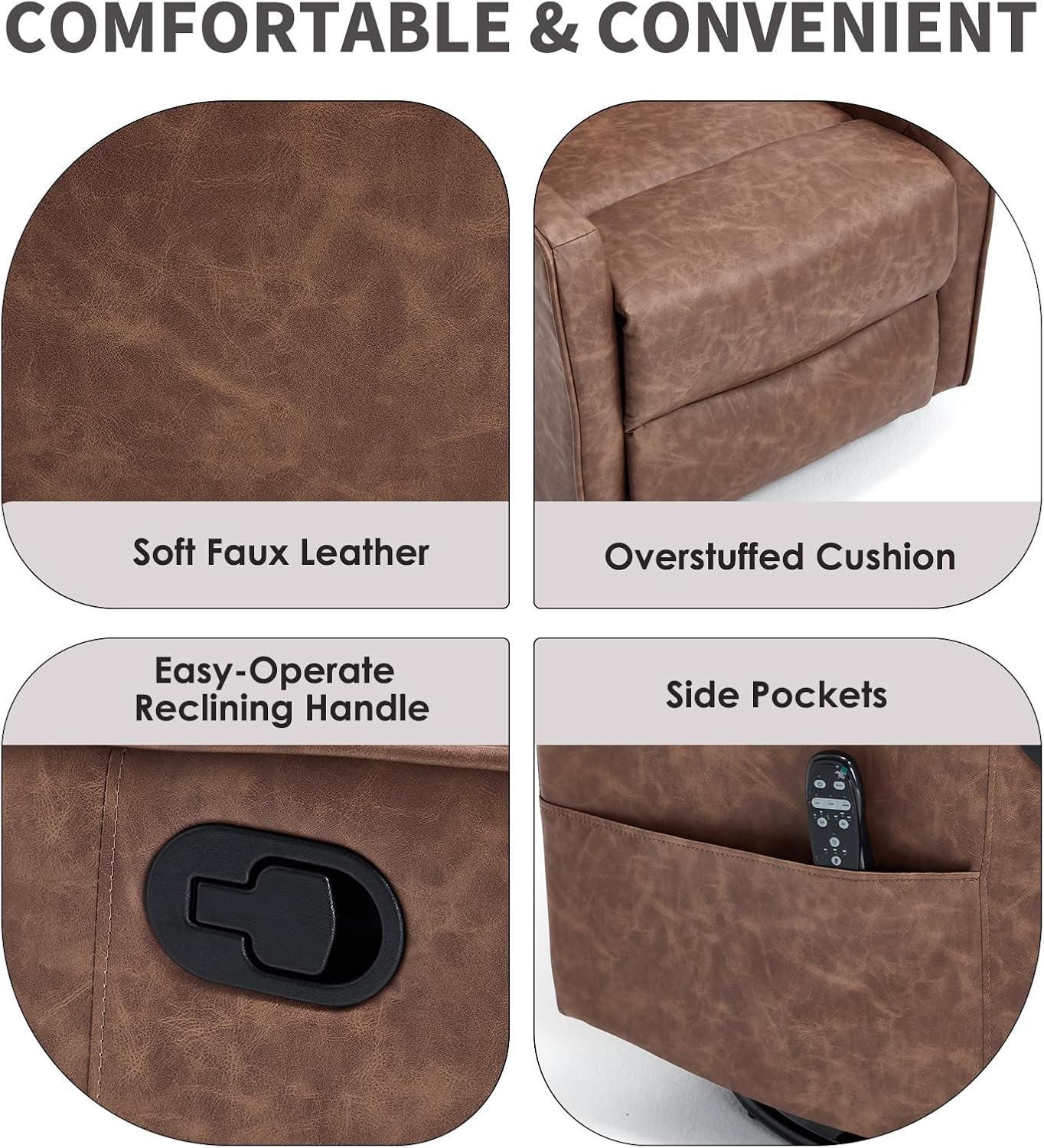 Trustyue Swivel Rocker Recliner Chair, 360° Swivel Recliner with Heat and Massage, Rocker Recliner Nursery Glider Chair with Side Pockets for Living Room (Beige, Fabric)