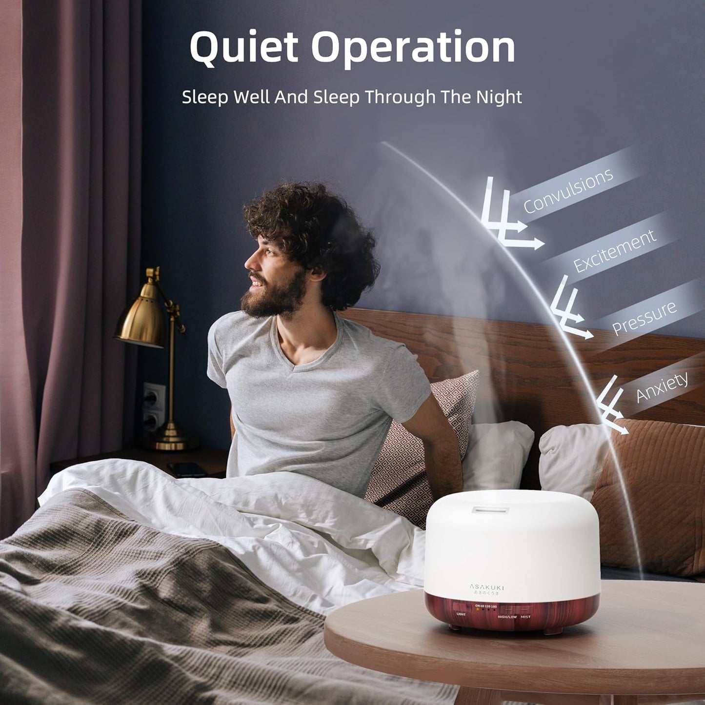 ASAKUKI Essential Oil Diffuser for Home, 500ML Aromatherapy Diffuser Humidifier with Remote Control, 7 Color LED Lights, Quiet Cool Mist Diffuser for Bedroom, Office, Gift for Mom (Yellow)
