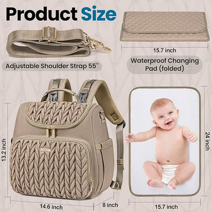 Tealari 4 in 1 Convertible Diaper Bag Backpack,Waterproof Baby Diaper Bag with Changing Pad,Converts into Baby Tote Bag,Diaper Backpack,Stroller Bag and Crossbody Diaper Bag