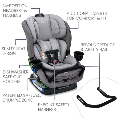 Britax Poplar S Convertible Car Seat, 2-in-1 Car Seat Extended Rear Facing, 17” Slim Car Seat Design with Fast & Easy ClickTight Installation, Anti-Rebound Bar & SafeWash Fabrics — Cowmooflage