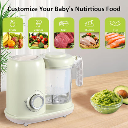 AMZBABYCHEF Baby Food Maker, 4 in 1 Baby Food Processor and Steamer, Puree Blender, Multifunctional Baby Puree Maker, Dishwasher Safe (White)
