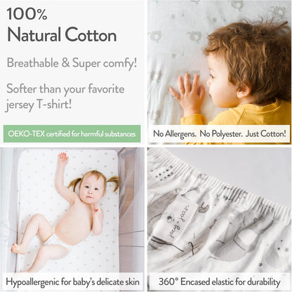 Pack and Play Sheets Fitted – for Graco Pack n Play Playard – 2 Pack – Snuggly Soft Jersey Cotton Mini Crib Mattress Sheets Set for Baby Girl – Pink Bows, Chevron