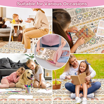 Basumee Splat Mat High Chair Mat Waterproof Baby Play Splat Mat for Under High Chair Food Catcher Highchair Mat for Floor Non Slip Bottom, Pink Rainbow, 46x42 Inches