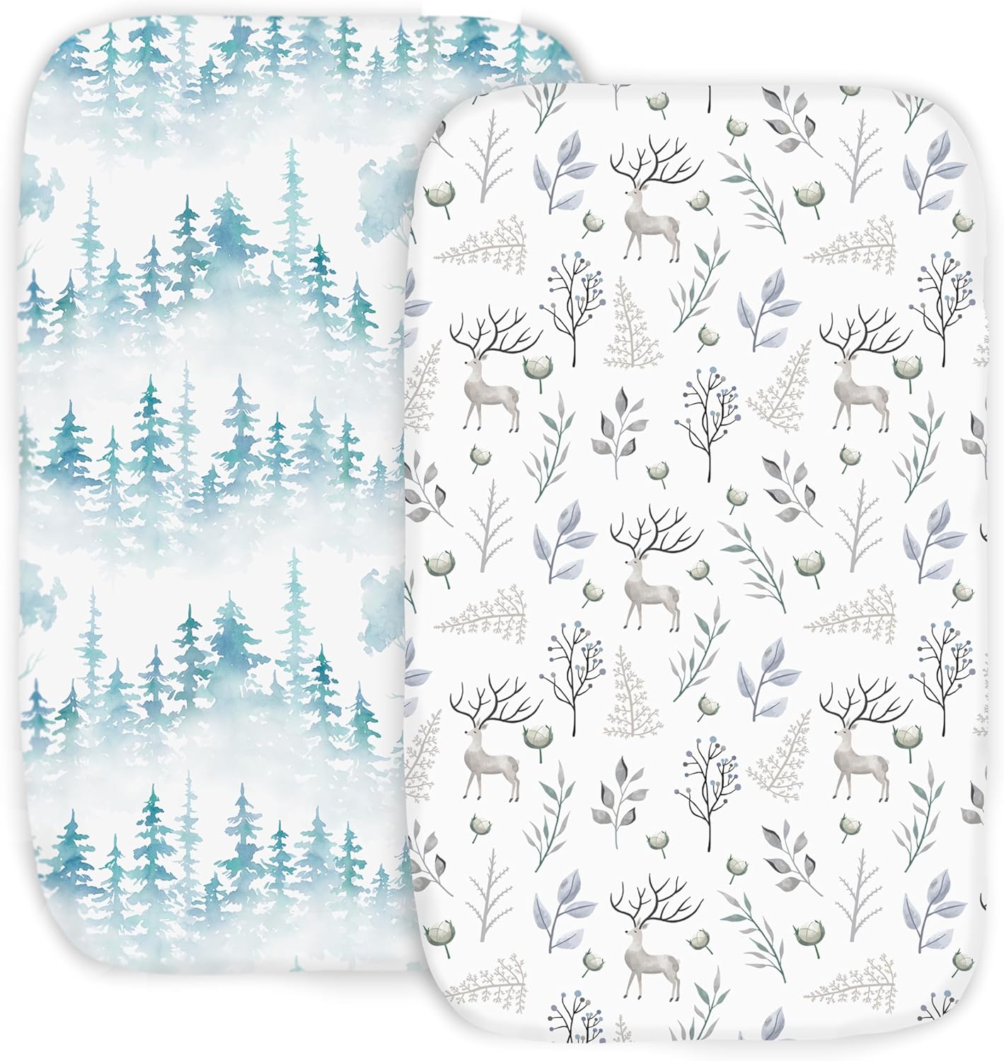 100% Organic Cotton 2 Pk Bedside Sleeper Bassinet Fitted Mattress Sheets Perfectly Compatible with Mika Micky, Baby Delight, Ronbei, Chicco, Cloud Baby, AMKE, Angelbliss, Arm's Reach. Cloud, Stripe