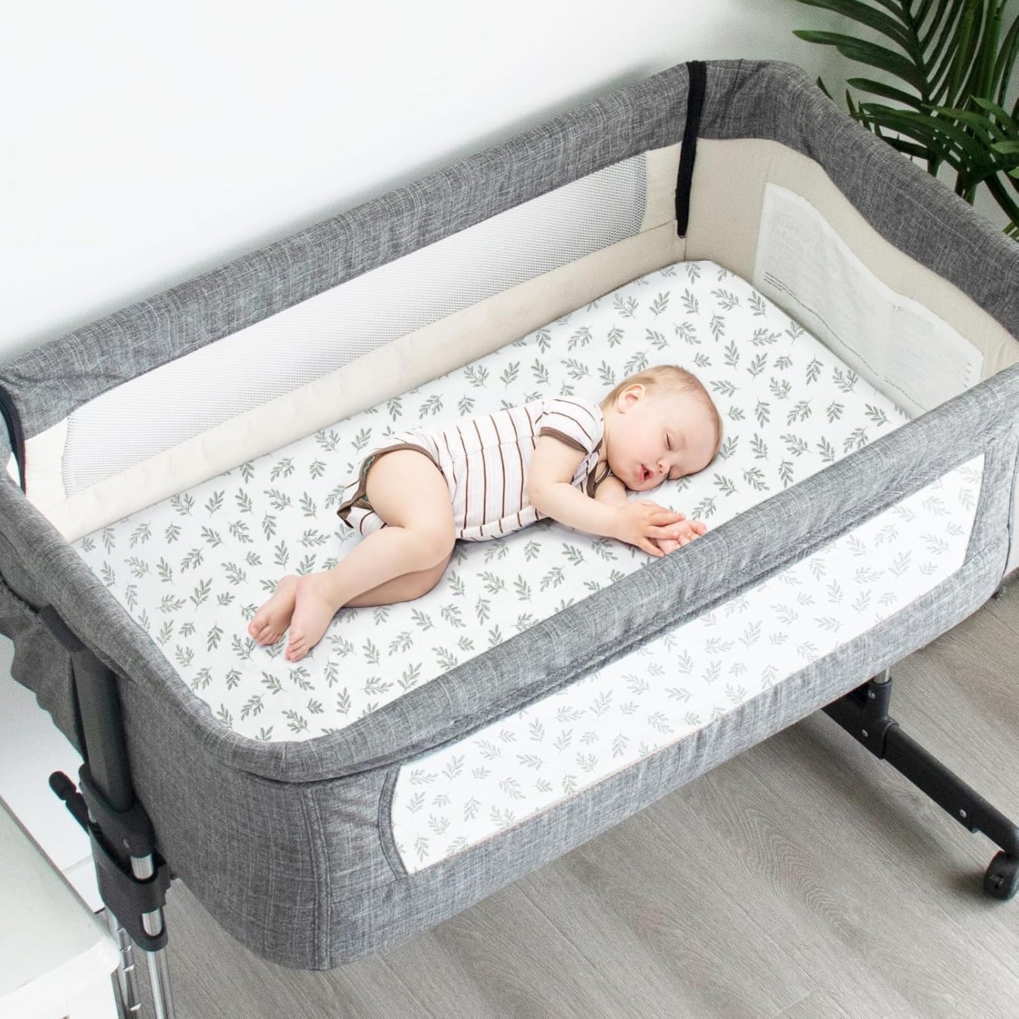 Baby Bassinet Sheets 4 Pack Fit for Baby Delight, Semphis, Kiniew, Jimglo, Cowiewie, JevrJeur, Newton Baby, AirClub, Mika Micky, Ezebaby and Besrey Bassinet, Green