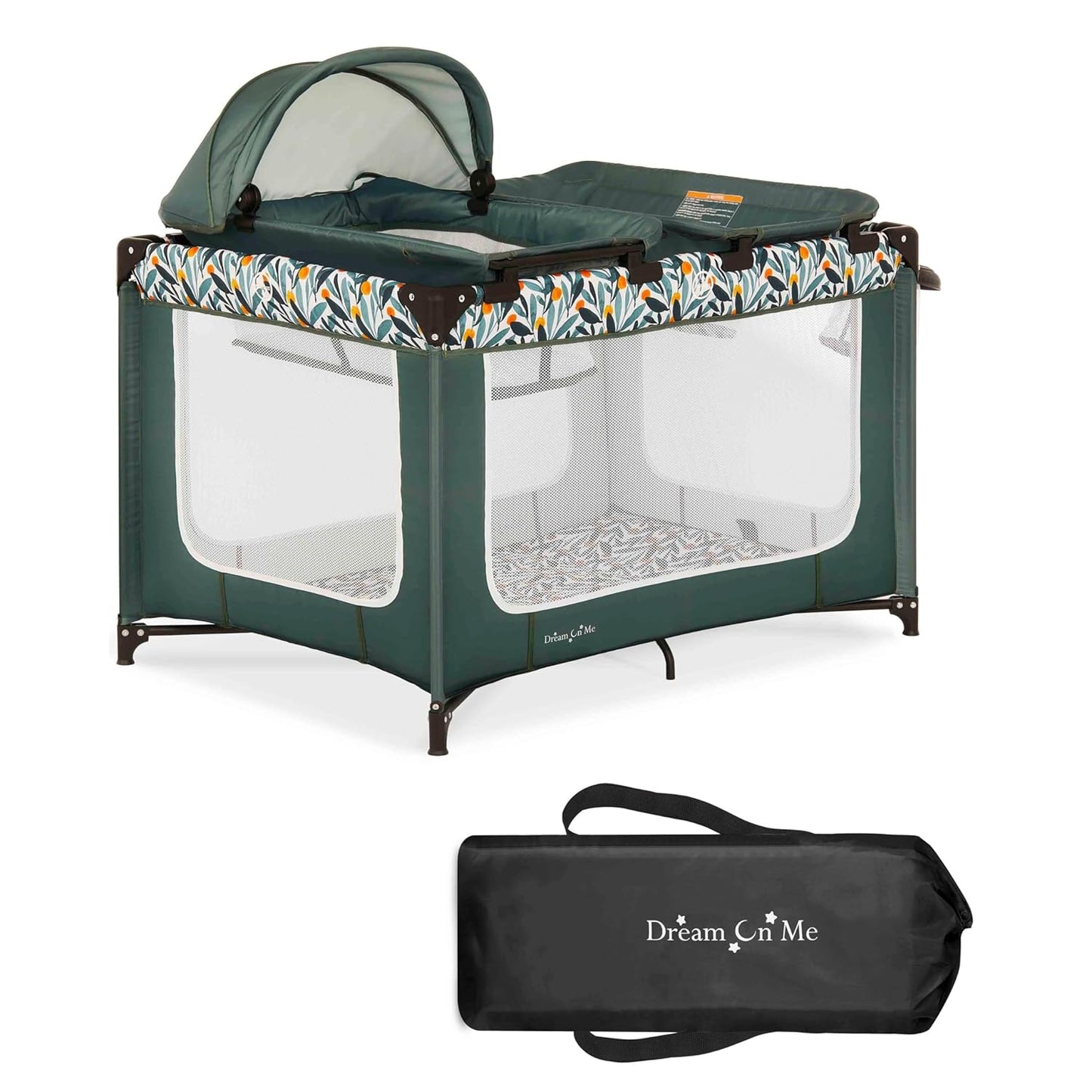 Dream On Me Emily Rose Deluxe Playard in Galaxy Blue with Infant Bassinet and Changing Tray, Lightweight Portable and Convertible Playard for Baby, Breathable Mesh Sides and Soft Fabric
