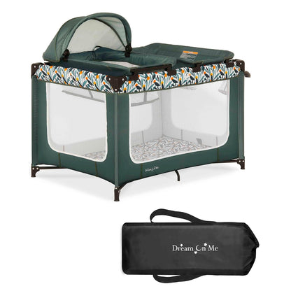 Dream On Me Emily Rose Deluxe Playard in Galaxy Blue with Infant Bassinet and Changing Tray, Lightweight Portable and Convertible Playard for Baby, Breathable Mesh Sides and Soft Fabric