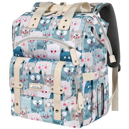 Jiefeike Diaper Bag Backpack,Baby Bags for Mom Dad Girls Boys,15.6inch Cat Dog Travel Baby Diaper Bags with Insulated Pockets RFID Anti-Theft Water-Resistant Pocket