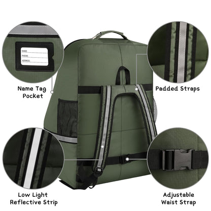 Car Seat Travel Bag,Padded Car Seats Backpack with Steel Cable Handle and Reflective Stripes, Large Durable Carseat Carrier Bag,Airport Gate Check Bag,Infant Seat Travel Bag with Shoulder Strap,Black