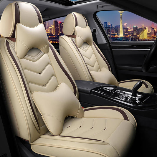 CTDS Car Seat Covers for MINI Convertible 2013-2026, Stylish Sport Seat Covers, Premium Nappa Leather Car Seat Cover. Automobile Seat Covers Sets.(Luxury 5 Seats/Beige)