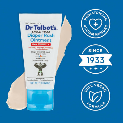 Dr. Talbot's Baby Diaper Rash Ointment - 2 oz - Zinc Oxide Skin Protectant with Peruvian Balsam - Treats and Prevents Rash