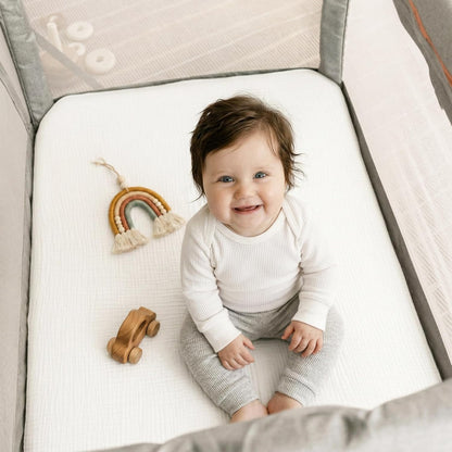 Muslin Bassinet Sheet Compatible with Maxi-COSI Iora & Iora Air Bedside Sleeper - 100% Cotton Rectangular Mattress Pad Cover (33"x20"), Breathable & Soft, Boho (1 Pack Blue)