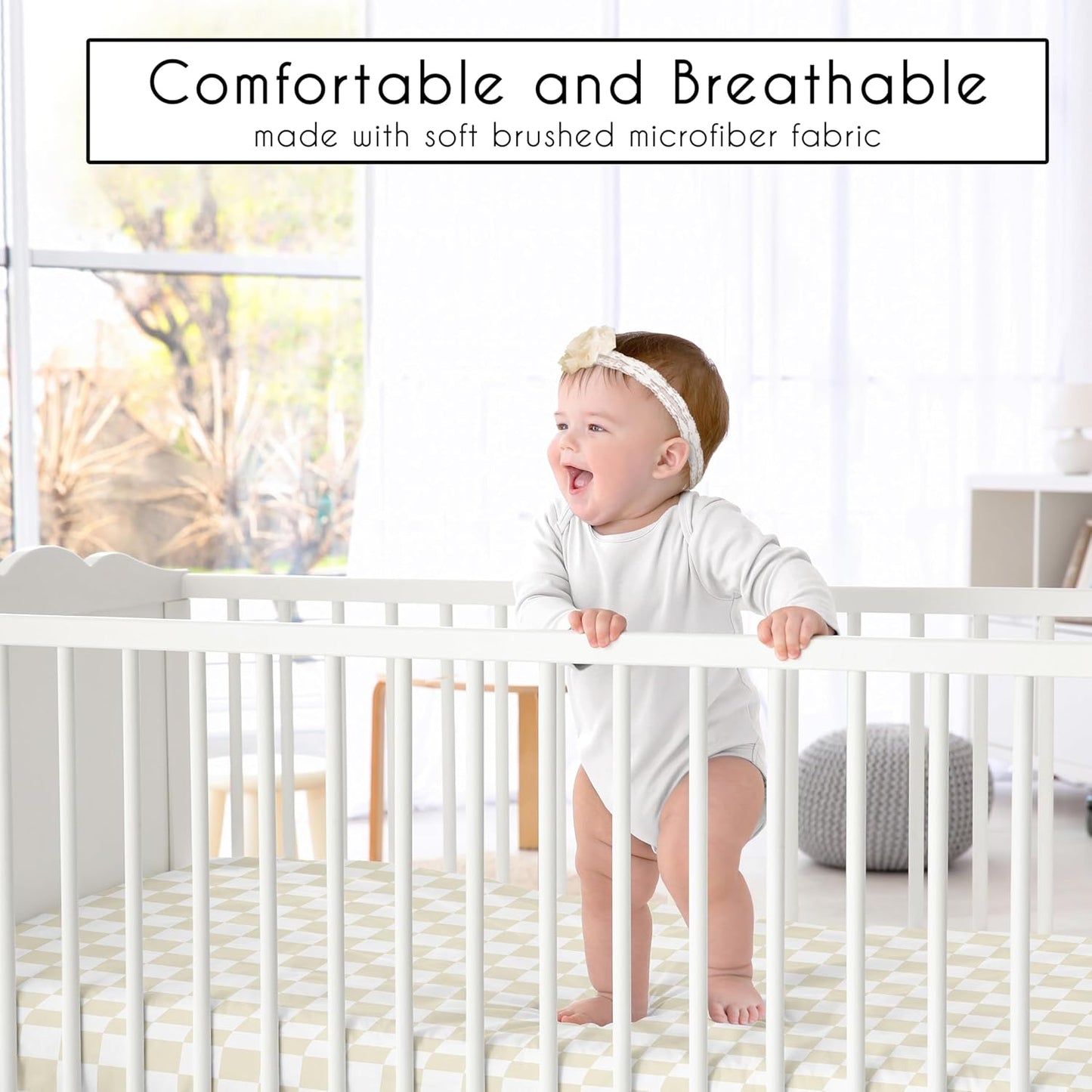 Sweet Jojo Designs 2-Piece Baby Bassinet Sheets Set (Black/White Gingham Checkered Plaid) for Boy/Girl, Infant Newborn Nursery, Oval, Rectangle & Hourglass Mattress (Solid Onyx & Classic Checkerboard)