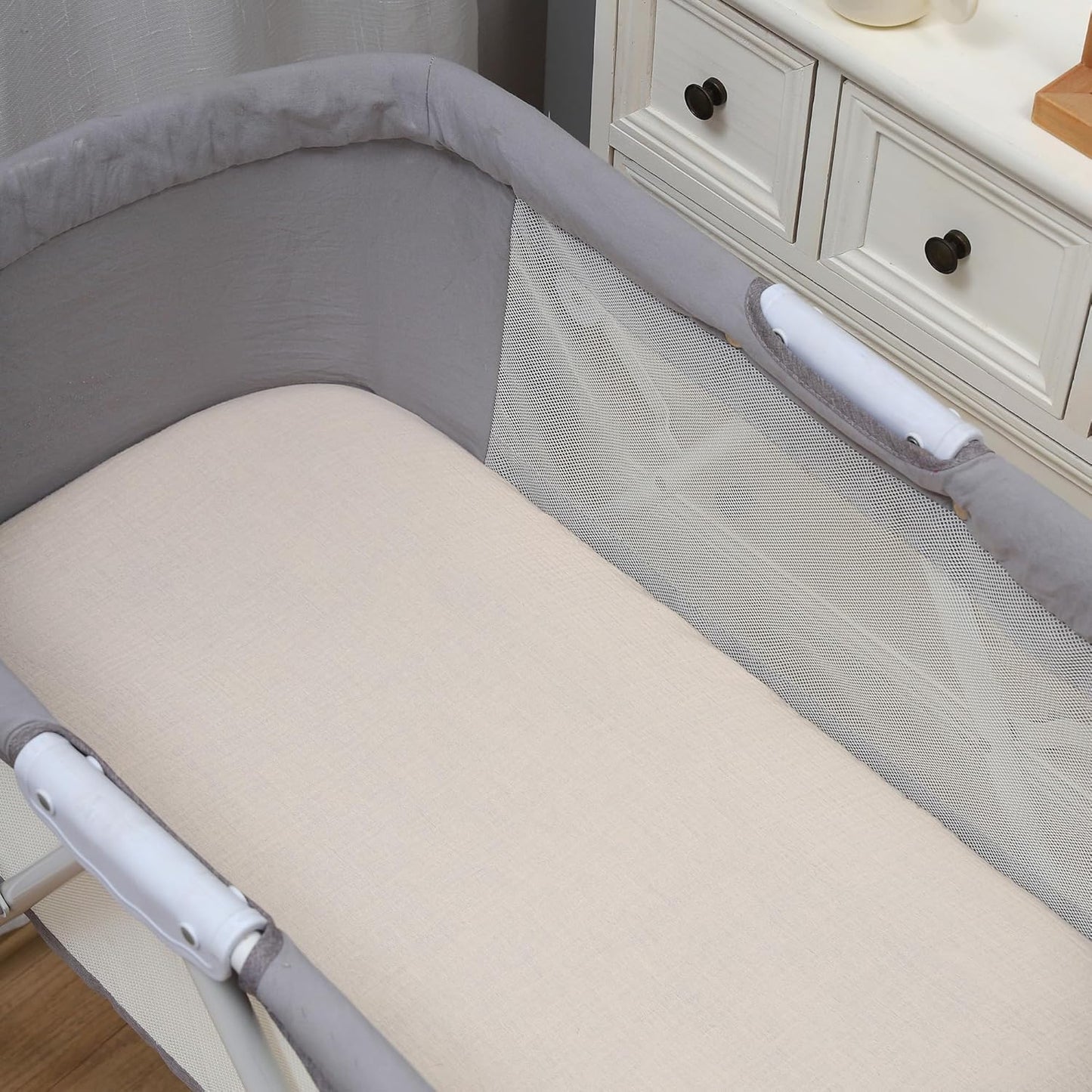 Onacosht Muslin Bassinet Sheets 3 Pack, 100% Cotton Baby Fitted Sheet 33" x 19" Compatible with Mika Micky, KoolaBaby (3 in 1), BabyBond, HARPPA and RICUTON Bedside Bassinet, Green, Floral and Cactus