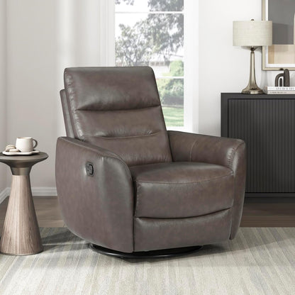 Lexicon 360 Degree Swivel Glider Reclining Chair, Manual Tab Pull Recliner, Leather Match Swivel Glider Recliner with Plush Foam, Sturdy Frame for Living Room/Office/Bedroom, Taupe