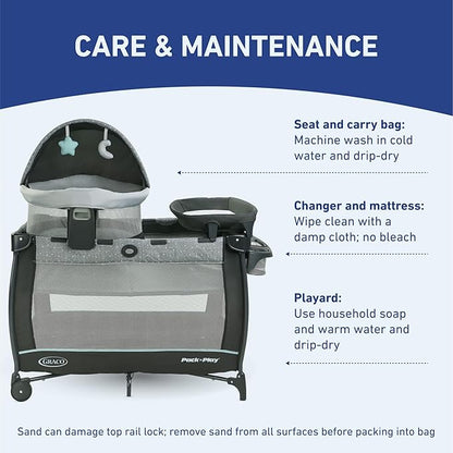 Graco Pack n Play Dome LX Playard with Baby Bassinet, Lightweight Portable Crib, Push-Button Fold Travel Crib, Redmond, Convertible