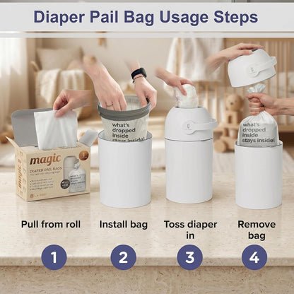 L.A. Baby Magic Diaper Bags - Diaper Pail Refill Bags 45 Count - Multi-Layer 100% Odor-Free Disposable Diaper Bag - Holds 1125 Diapers - Extra Strong No Leak
