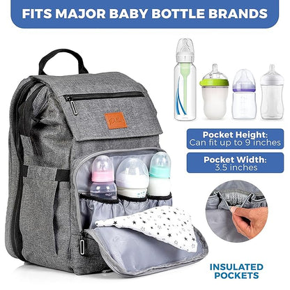 PILLANI Baby Diaper Bag Backpack - Baby Bags for Girls & Boys, Large Waterproof Diaper Backpack - Baby Shower Gifts & Registry Must Haves - Travel Diaper Bags with Changing Pad - Stuff for Newborn