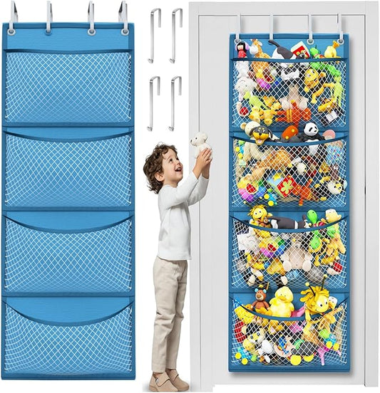 Honeyera Storage for Stuffed Animal - Over Door Organizer for Stuffies, Baby Accessories, and Toy Plush/Easy Installation with Breathable Hanging Pockets