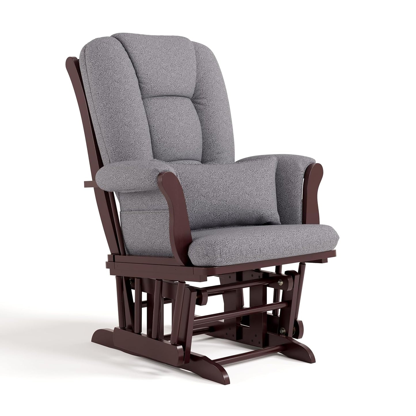 Storkcraft Tuscany Glider with Ottoman (Black/Gray) — GREENGUARD Gold Certified, Bonus Lumbar Cushion Included, Solid Wood Base, Smooth Motion, Award-Winning Nursery Rocking Chair, Glider and Ottoman