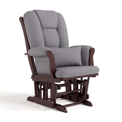 Storkcraft Tuscany Glider with Ottoman (Black/Gray) — GREENGUARD Gold Certified, Bonus Lumbar Cushion Included, Solid Wood Base, Smooth Motion, Award-Winning Nursery Rocking Chair, Glider and Ottoman