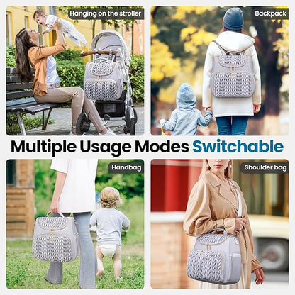 Tealari 4 in 1 Convertible Diaper Bag Backpack,Waterproof Baby Diaper Bag with Changing Pad,Converts into Baby Tote Bag,Diaper Backpack,Stroller Bag and Crossbody Diaper Bag